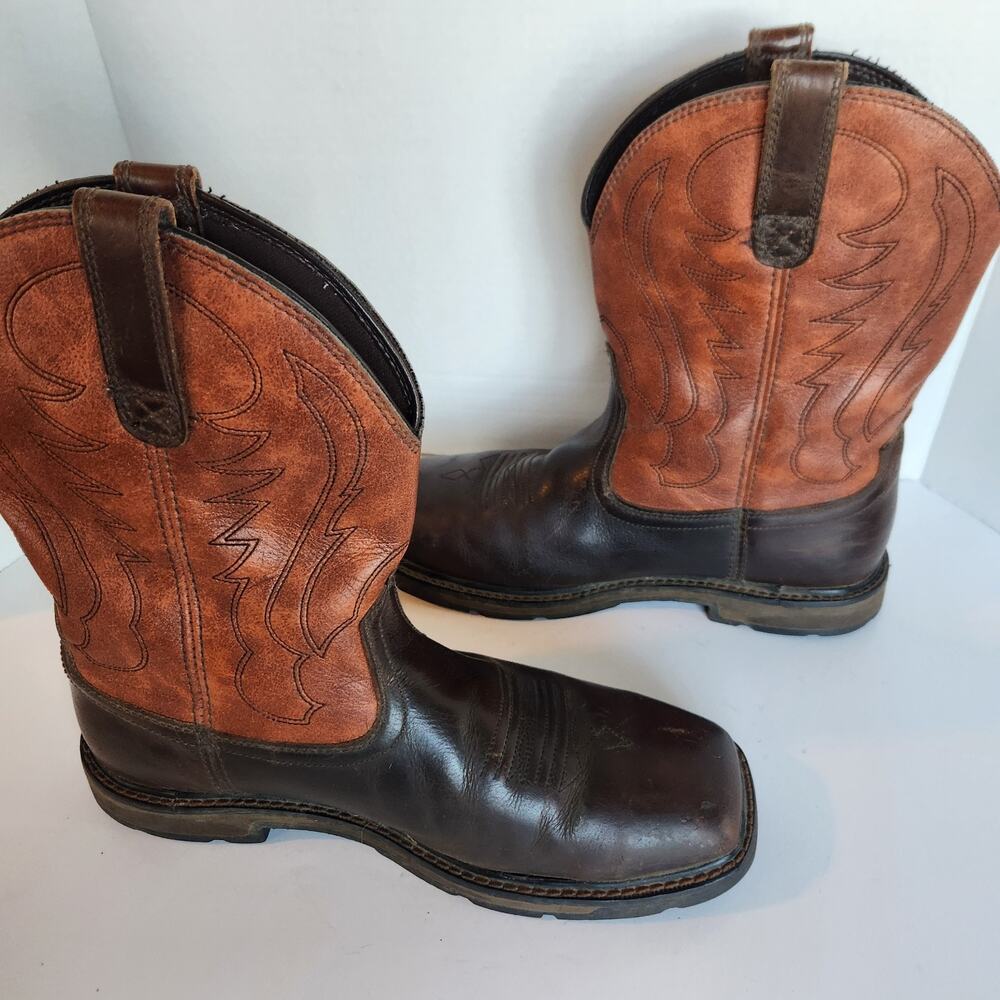 Ariat Boot Mens 10 EE Groundbreaker Steel Toe Work Brown Leather Cowboy 10015191